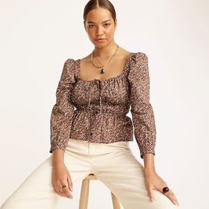 J. Crew Cinched-waist organic cotton top in Liberty® Busy Izzy print